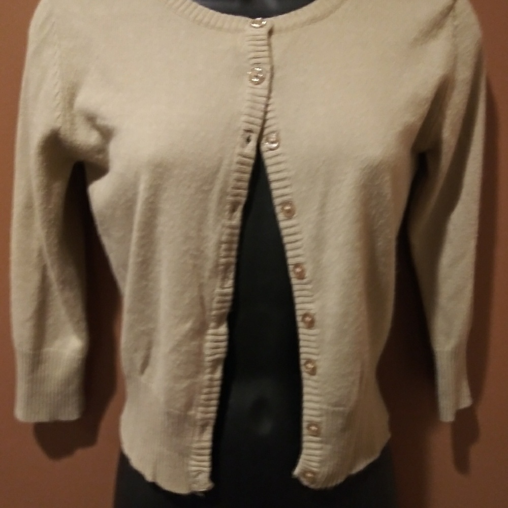 Active Basic Tan Button Up Sweater Size Medium - image 6
